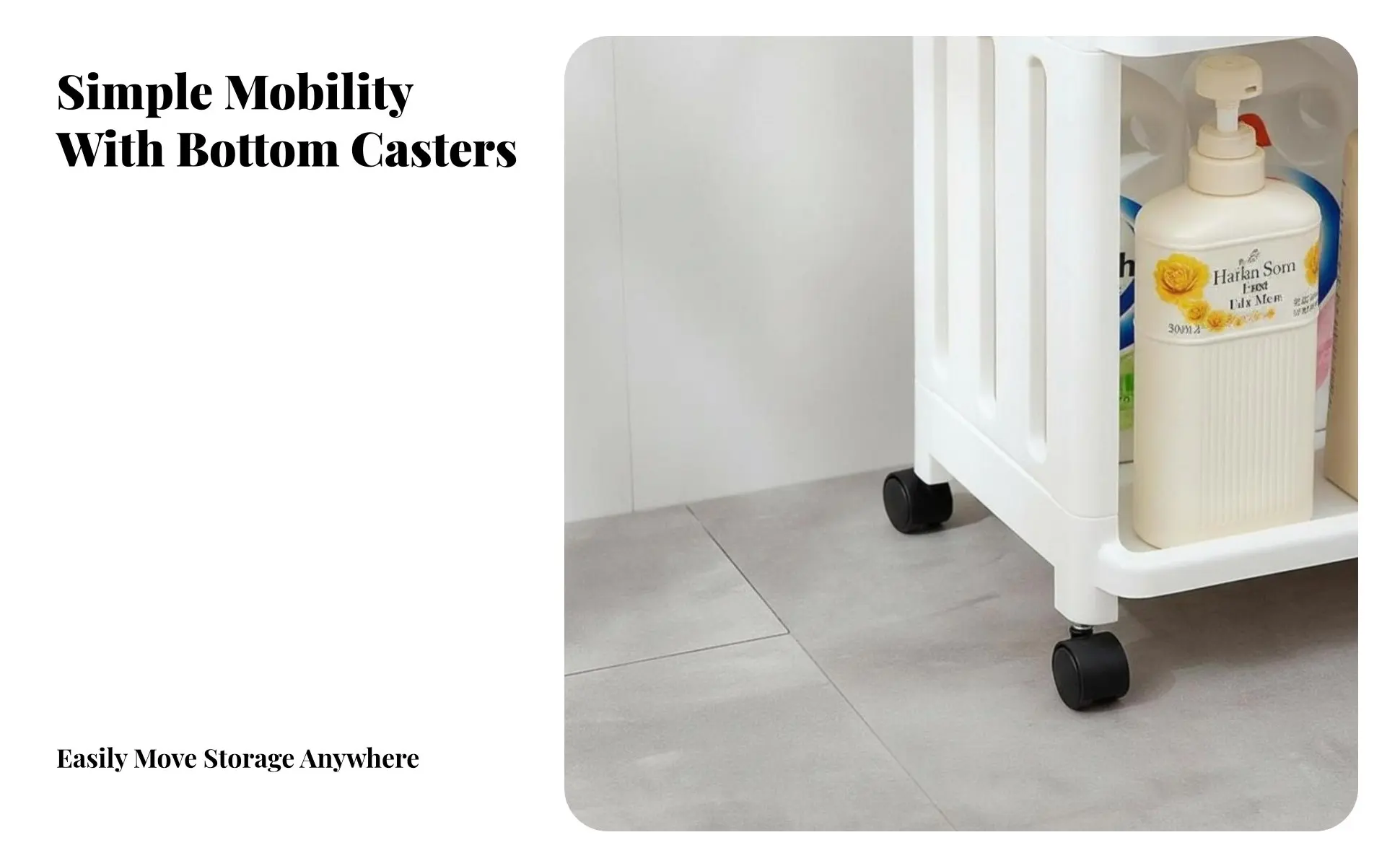 Slim Rolling Trolley Space-Saving Slim Rolling Storage Trolley Multi-Functional Adjustable Tiers for Homeowners, Renters
