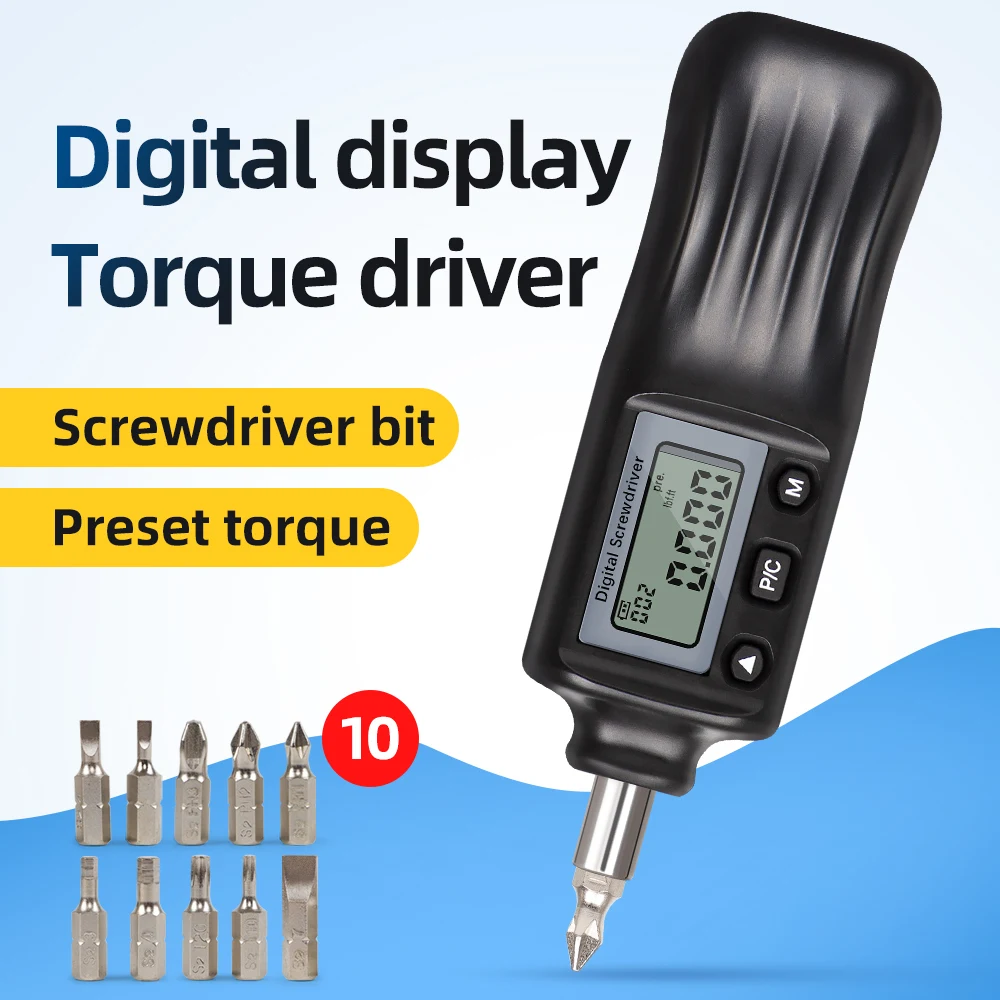 

Professional 1.6-8 N.m LCD Digital Torque Screwdriver Set 1/4" High Precision Hand Tools Adjustable Torque Driver With 10 Bits