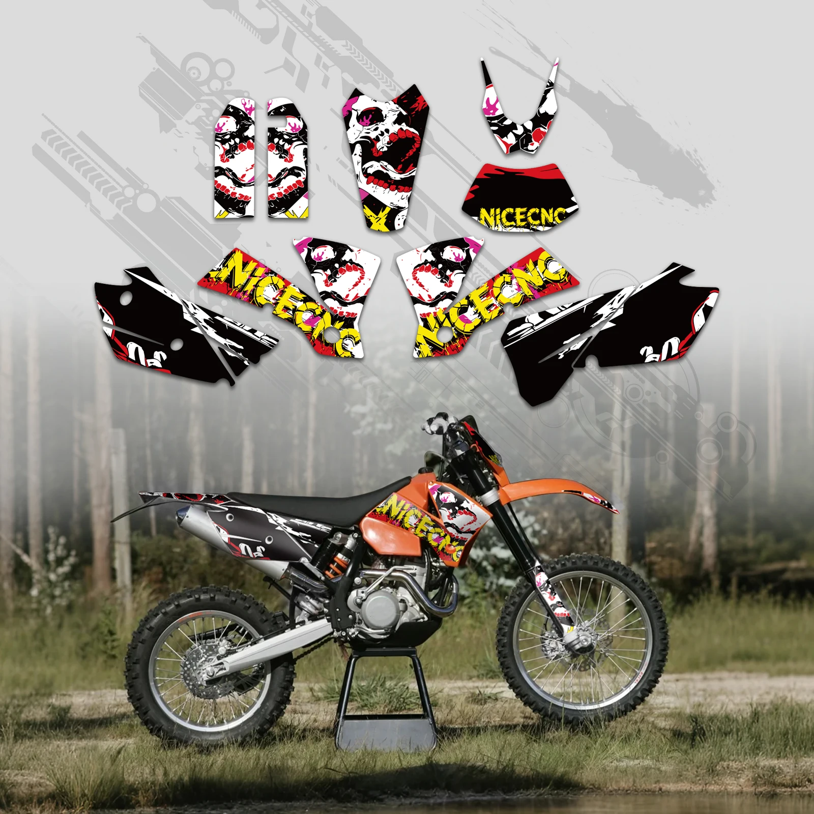 NICECNC Für KTM 2004 EXC 300 EXC 250 EXC 150 EXCF 350 EXC 450F EXC-F 500 Motorrad Grafiken Hintergrund Aufkleber Aufkleber Anpassen – Detail 8
