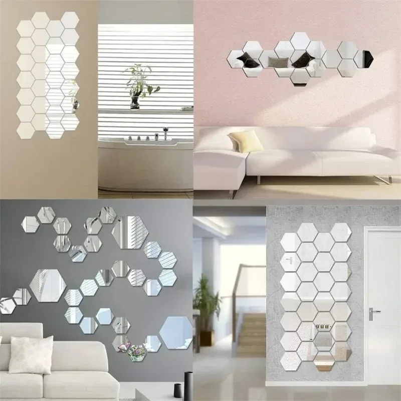 100/1x Hexagonal Acrylic Mirror Wall Sticker Mini Mirror Solid Paster Removable Art Wall Decals Self-adhesive wall sticker mirror wall sticker acrylic wall sticker