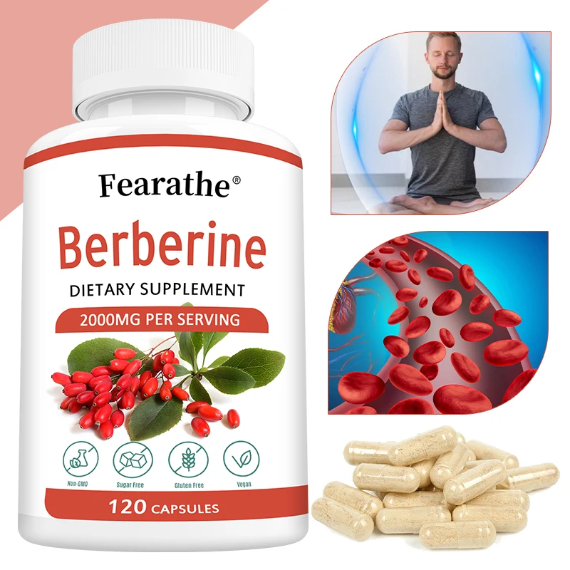 Berberine Capsules Healthy Immune System Digestive Health Cholesterol Heart Health Supplement Non-GMO Vegetarian Berberine Capsules
