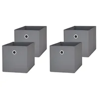 Collapsible Fabric Cube Storage Bins (10.5" x 10.5"), 4 Pack, Grey Flannel 1