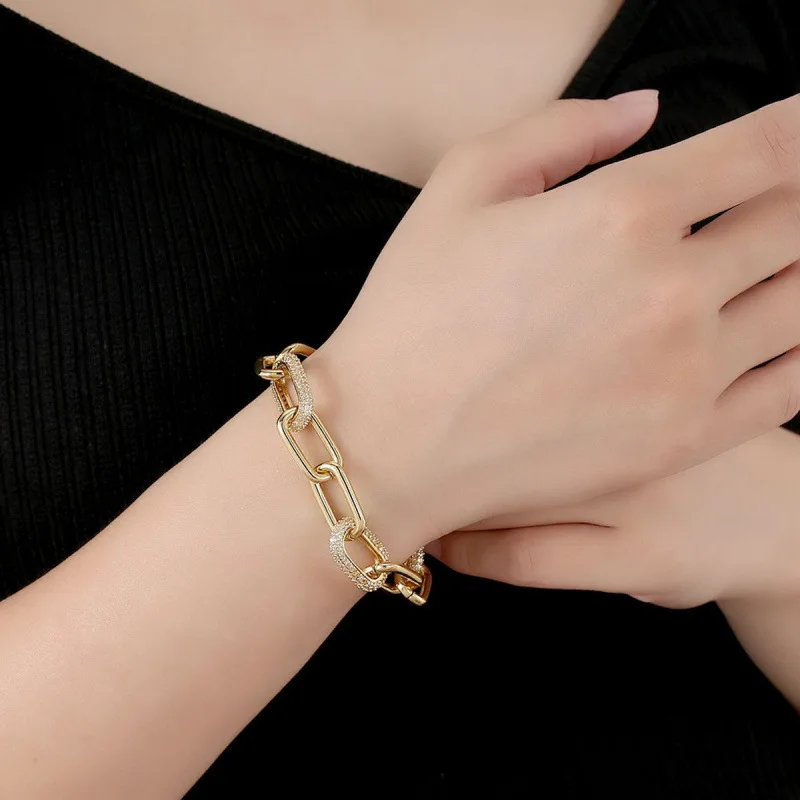Exquisite Oval Diamond-Embedded Bracelet Simple Fashion Personalized Daily Versatile Jewelry Essential Elegant Fashion Access... - 4