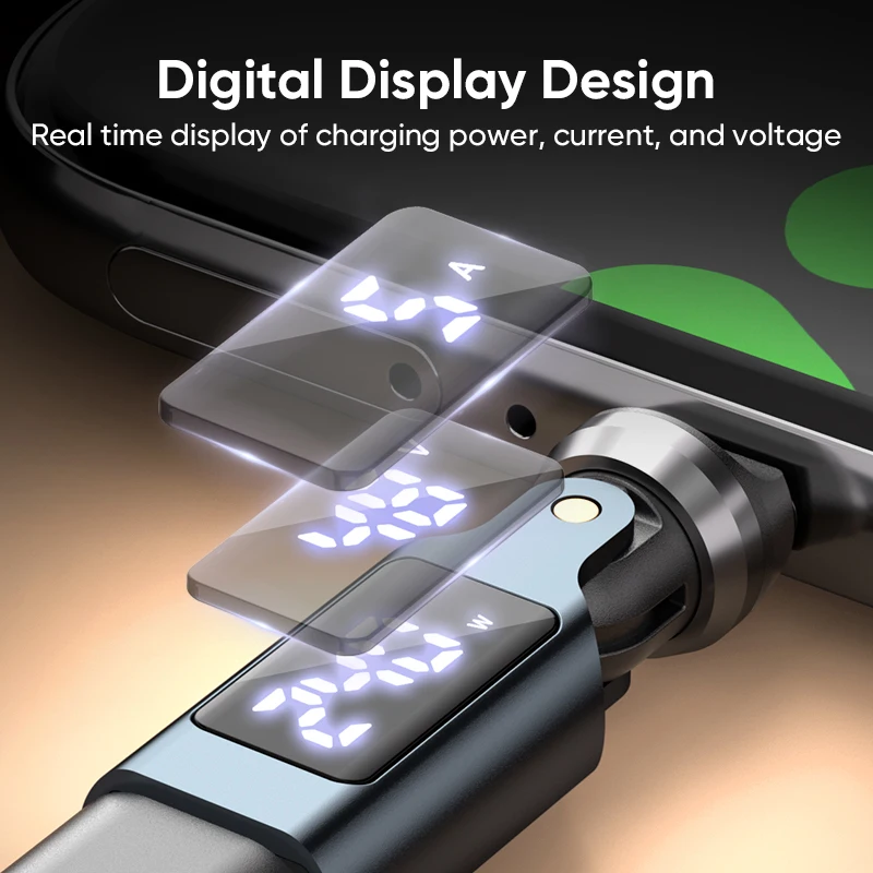 NNBILI 540 회전 OTG 어댑터 디지털 디스플레이 PD240W 5A 고속 충전 USB C 남성-타입 C 여성 변환기 (화웨이, 맥북용)