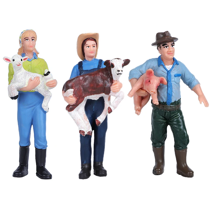 Hand-Painted Farmer & Farm Animal Figurines