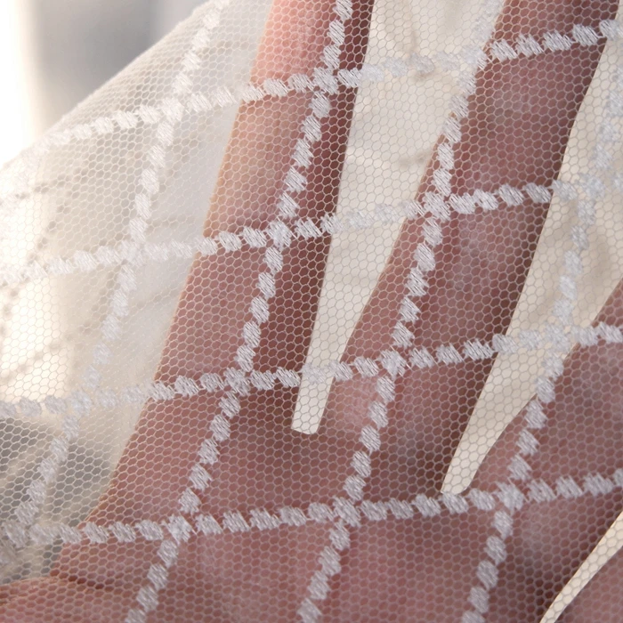 1meter price diamond mesh non-elastic lace fabric DIY wedding dress curtain background decorative |