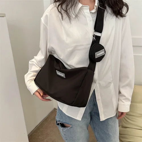 인스타그램 심플 캠퍼스 캔버스 백, 대용량 가방, 여성 가방, 패션 소녀 싱글 숄더 크로스바디 백, 2024 용수철 신제품 2