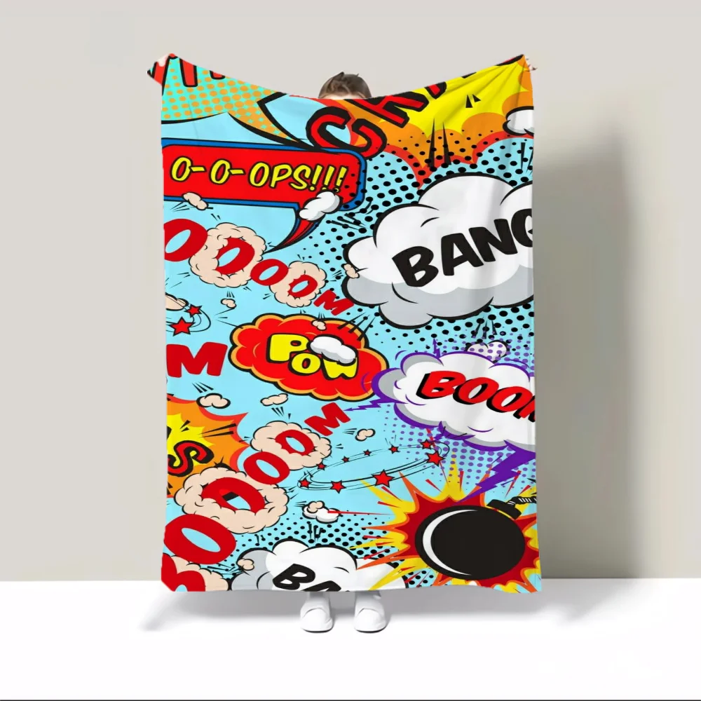Description Picture 6 of itemPop Art Background Fleece Blanket Luxury Designer Plaid Cover Lankybox Double Bed Bedspreads and Over Cubes Maison Margiela Acdc
