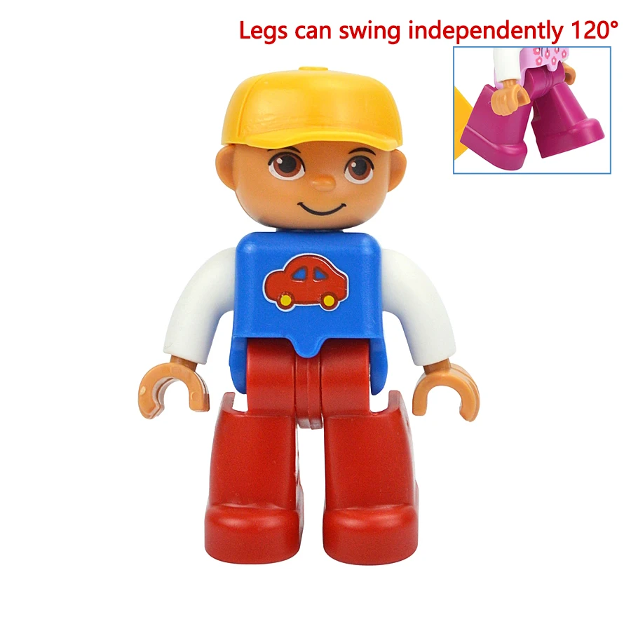 Jumbo Building Block Character Set - Farmer, Pirate, Worker, Doctor & Policeman Figures