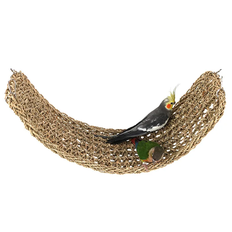 Bird Toy Seagrass Mat Natural Grass Woven Net Hammock Ladder Chew Toys for Lovebird Cockatiel Conure Budgie Cockatoo Supplies