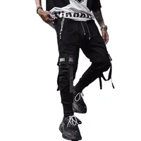 Mince Streetwear pantalons décontractés hommes rubans sarouel Jogging pantalon mâle coupe ajustée printemps Cargo pantalon multi-poches femmes pantalon K1299 6