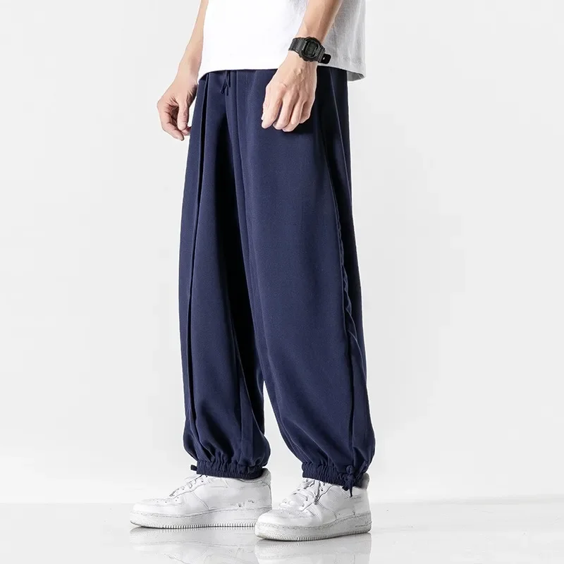 Mens Haren Pants Basic Solid Color Baggy Joggers Sports Pants Hip Hop Trousers Casual Loose New Male Pant