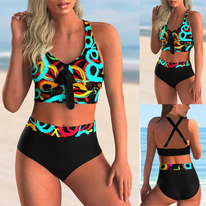 

2023 New Women's Two Piece Bikini Sexy Beach Swimwear Fashion Print Bikini Set Women's Summer Fashion Swimming Bikini Swimwear