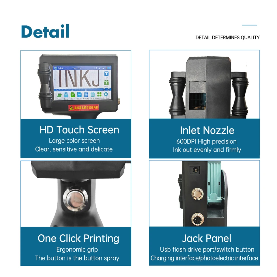 ハンドヘルド インクジェット プリンター ガン 12.7mm 速乾性