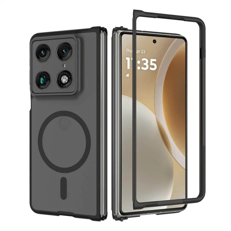 Foldable Frosted TPU Shockproof Case with Built-in Magnetic Wireless Charging Compatibility