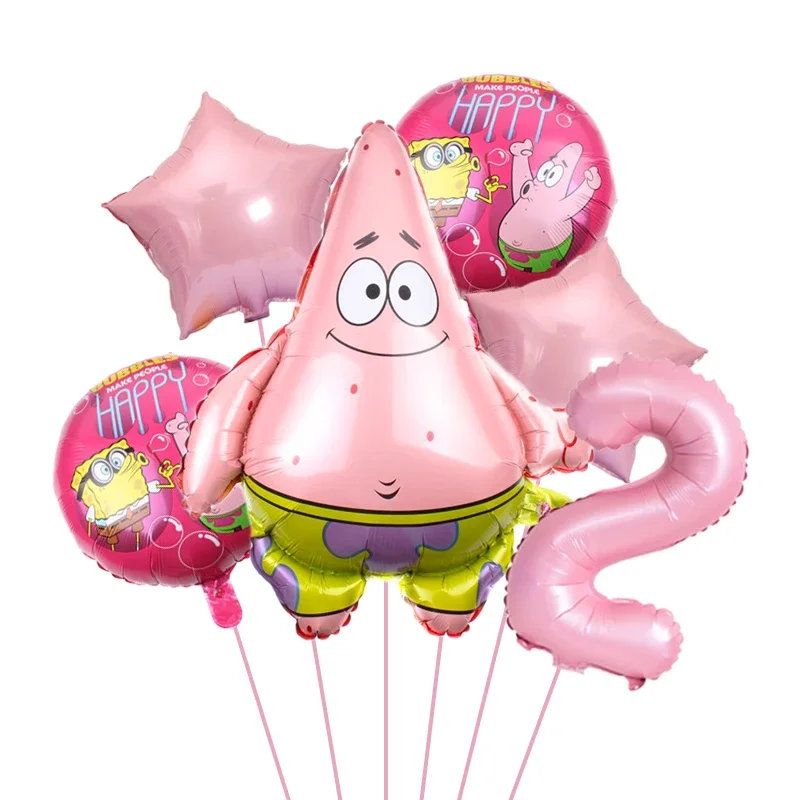 thumbnail image 1 of Juego de 6 globos de Bob Esponja y Patricio Estrella para fiesta de cumpleaños, globos de helio, suministros para fiesta de baby shower para niño y niña, 1 of 5