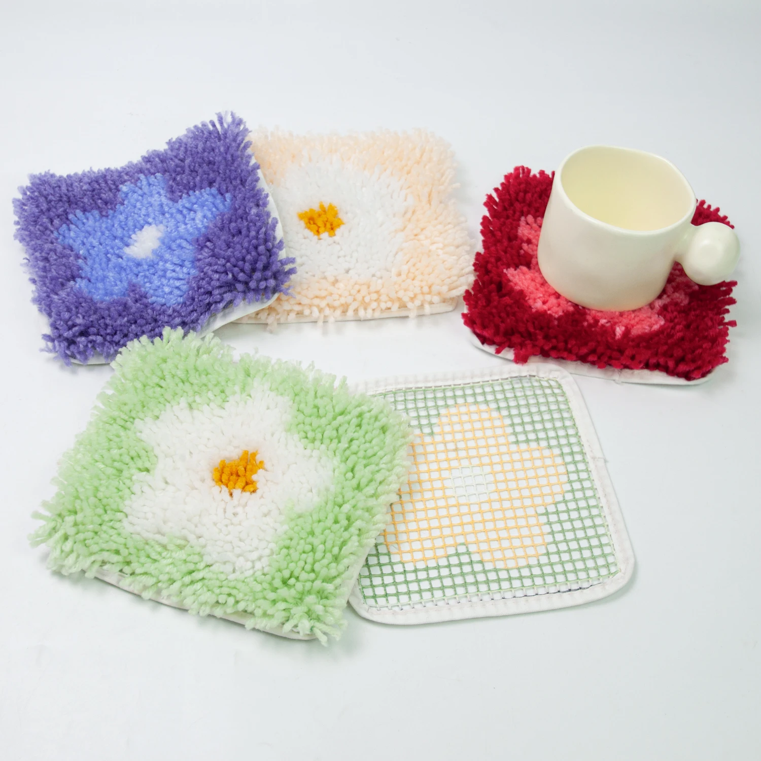 Latched Hook Kits for Adults Kids Making Kits with Flower Pattern Yarn Latched Hook for Home DIY Craft Crochet Latch craft supplies