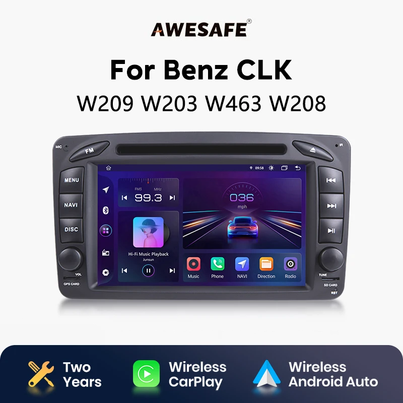 AWESAFE  Android 12 Radio for Mercedes Benz CLK W209 W203 W463 W208 Carplay Car Multimedia RDS GPS No 2din autoradio  7inch