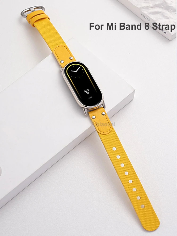 

Оригинальный ремешок для Xiaomi Mi Band 8, модный кожаный сменный Браслет для Miband 8