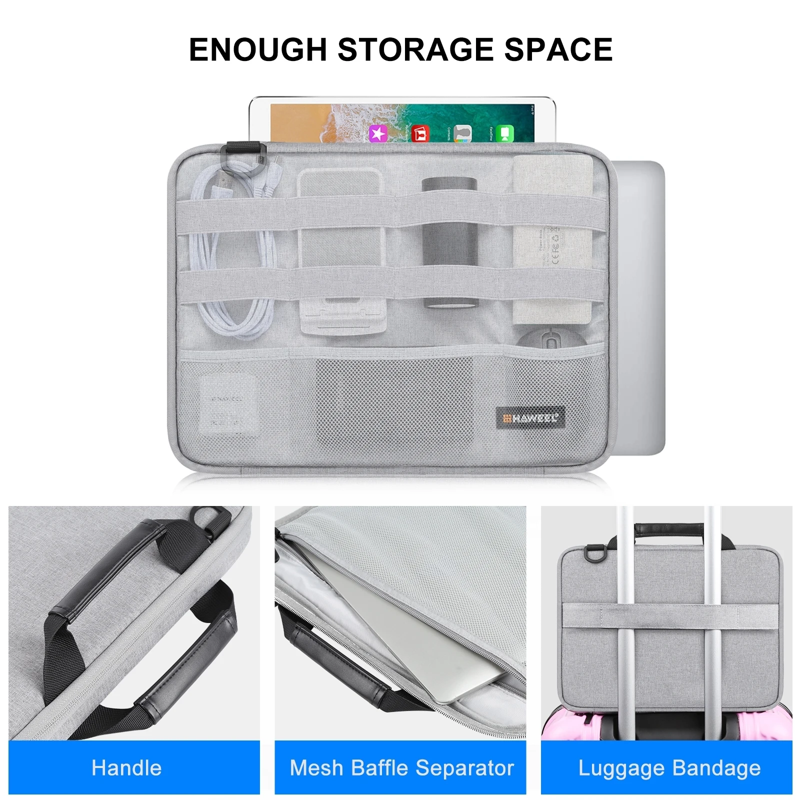Haweel-impermeável Crossbody Laptop Bolsa Pasta Notebook Case Manga para Macbooklenovo Asushp Bolsa de Computador 1316 - Imagem 3