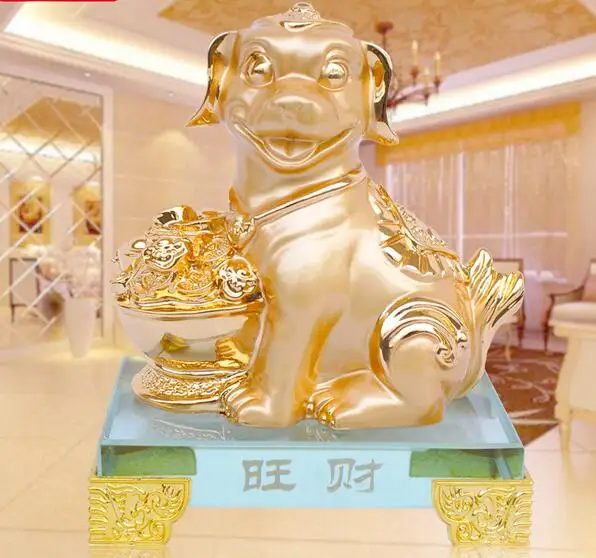 

Cashmere gold enters the Chinese Zodiac every day animal dog sculpture creative luxury neoclassical home crafts American lion of