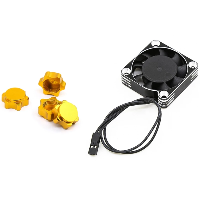 4Pcs Wheel Hub Cover Anti-Dust 17Mm Hex Nut With 40Mm Cooling Fan Rotates 16000 RPM 5-8.45V For 1/8 1/12 RC Car |