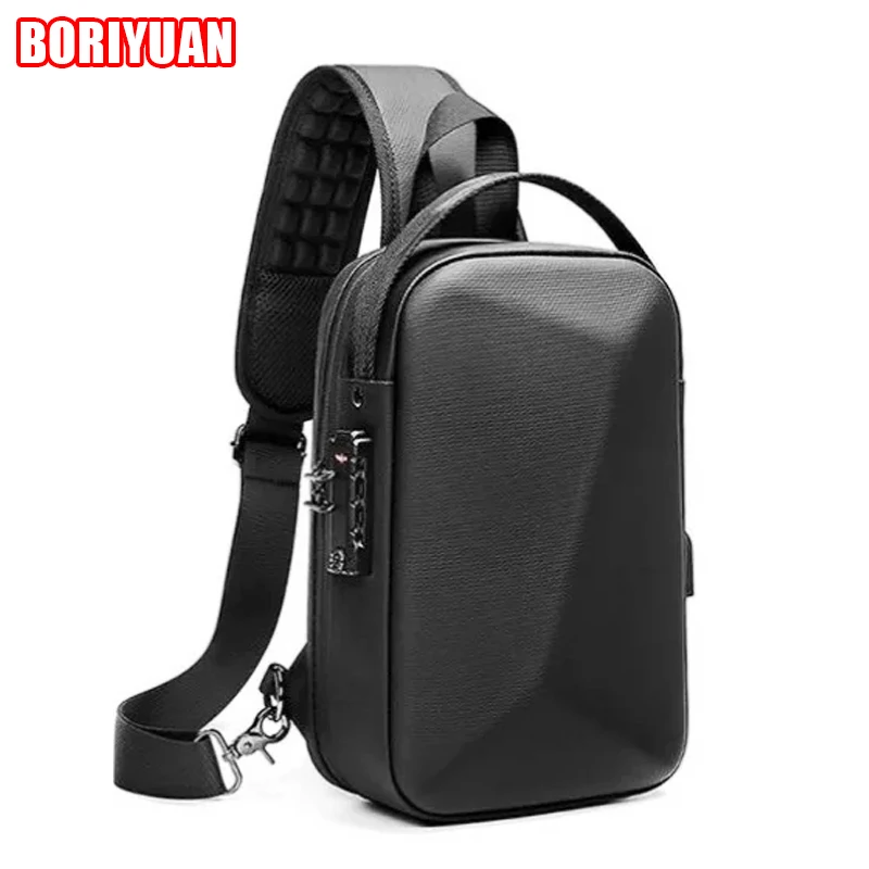 

9.7 Inch Tablet Shoulder Crossbody Bag Hard Shell Men's Chest Bags Casual Waterproof Lightweight Rechargeable Fitness Crotch Bag