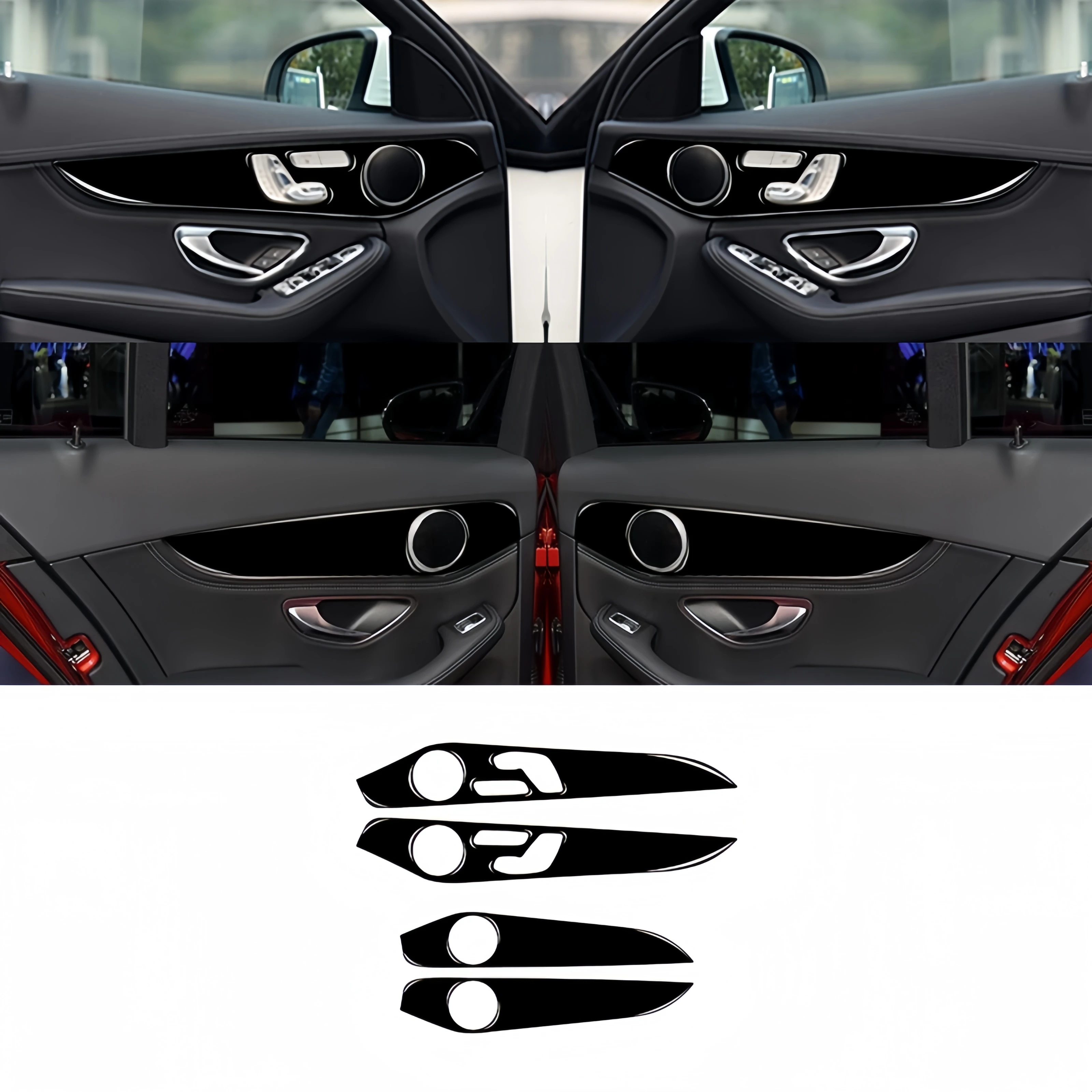 ドアトリムパネル メルセデス・ベンツ C/GLCクラス 用 インナードアパネル ガーニッシュ カバー 4P 木目調 メルセデスベンツGLCクラスX253 200 250 300の外部窓柱パネルトリム* 8