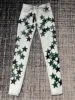 men allover green star patches distressed jeans 1