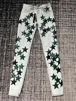men allover green star patches distressed jeans 1