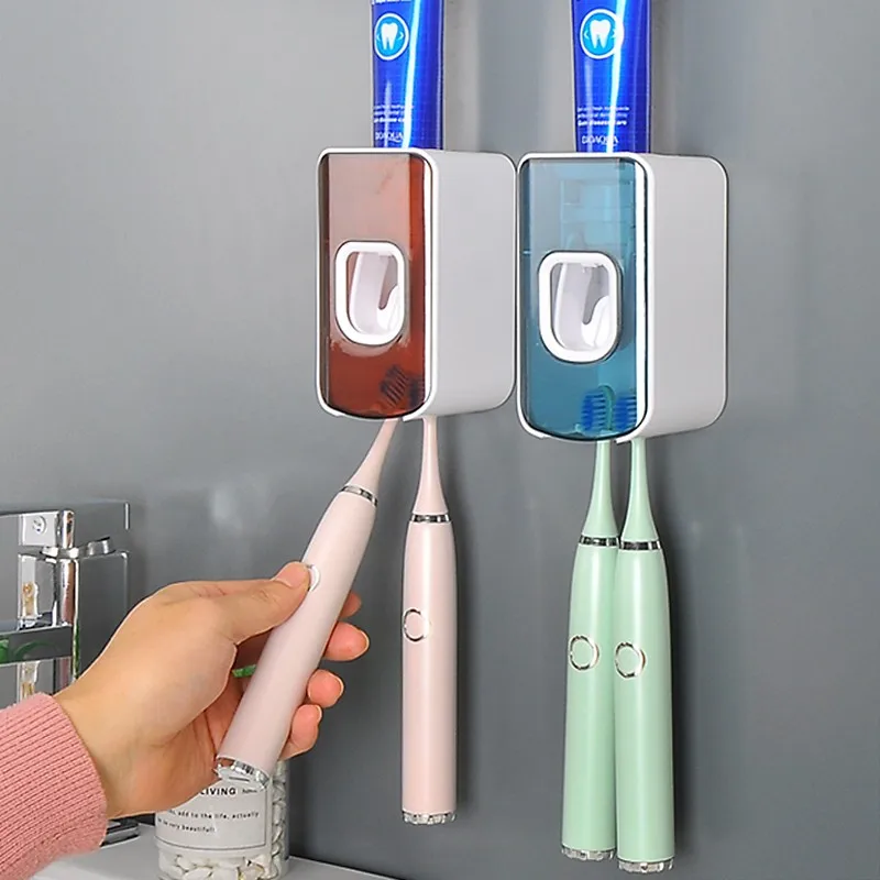 Toothpaste Squeezing Artifact Wall-mounted Bathroom Children's Electric Toothbrush Storage Rack Without Punching Press