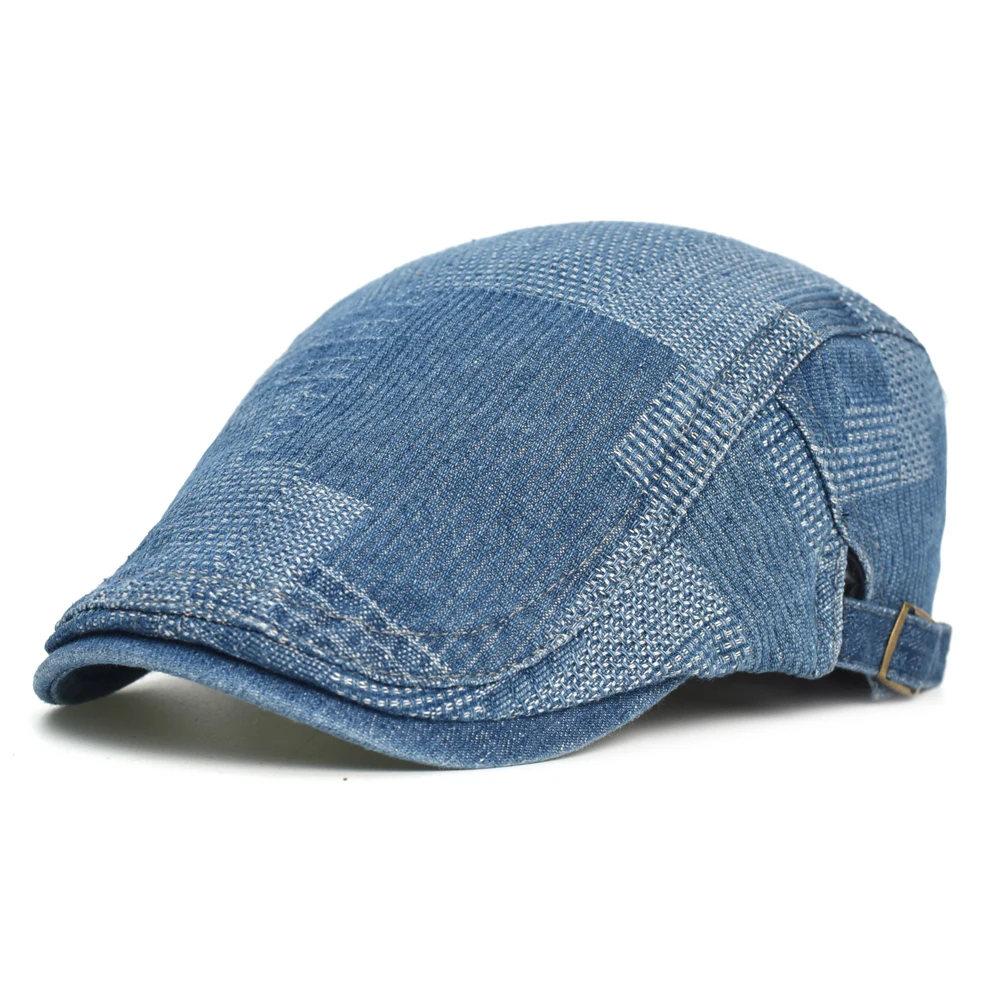 Four Seasons Soft Denim Beret Hat Washed Distressed Peaked Cap Adjustable Cotton Newsboy Cap Vintage Ivy Hats Flat 3