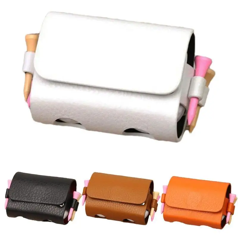 

Outdoor Pouch Bags Travel Case Golf Ball Bag Portable Waist Storage Bag PU Leather For Golf Sports Holds 2 Balls And 4 Golf Tees