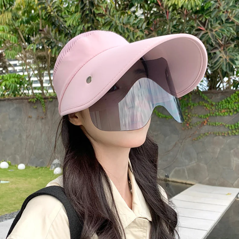 Gran oferta de sombrero de verano para mujer, con gafas de sol, de 13 cm, de ala grande, transpirable, para exteriores, con parte superior vacía, con cinta mágica ajustable, para viajes y playa_voghion.com