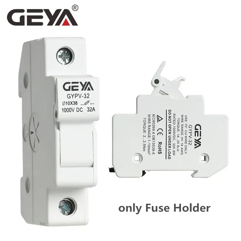 GEYA GYPV-32 1P  Photovoltaic gPV Fuse Holder with 10*38mm Fuse Link 1000VDC 2A 6A 10A 15A 20A 25A 30A  Solar System Protection