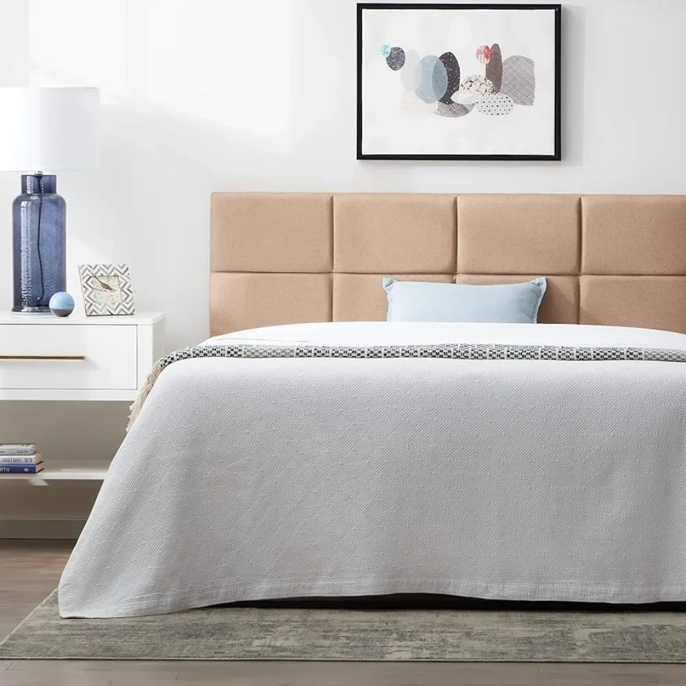 

Headboard, mid-rise, square-channel, upholstered, beige, additional frame, wall-mounted, full XL headboard, full/full-xl