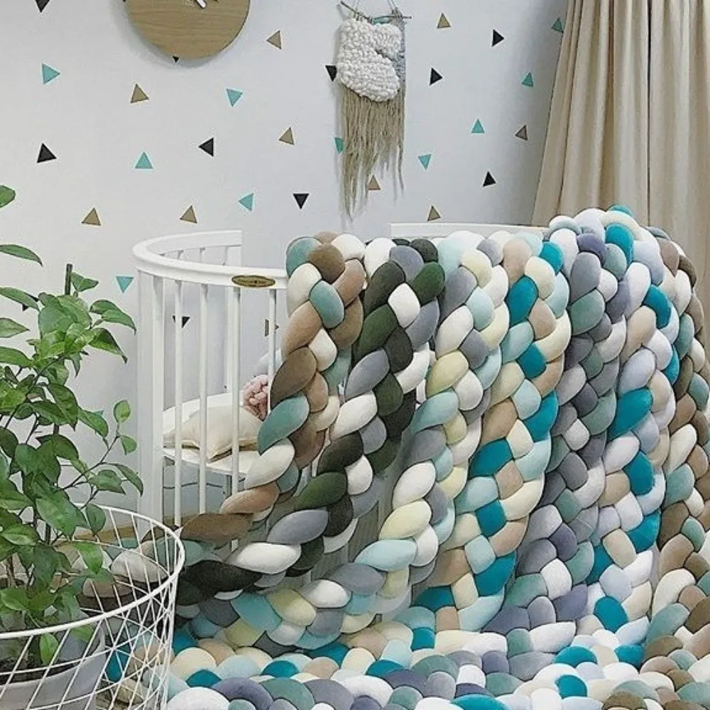 Baby Crib Bumper Handmade Cot Bumper Soft Washable Braided Pillow Edge Protection Breathable Crib Protector Baby Room - 5