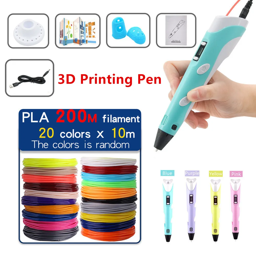 3D Pen for Kids 3D Printing Pen with LED Screen with 200M PLA and Power  Adapter and Storage Box Christmas Birthday Gift for Kids - AliExpress