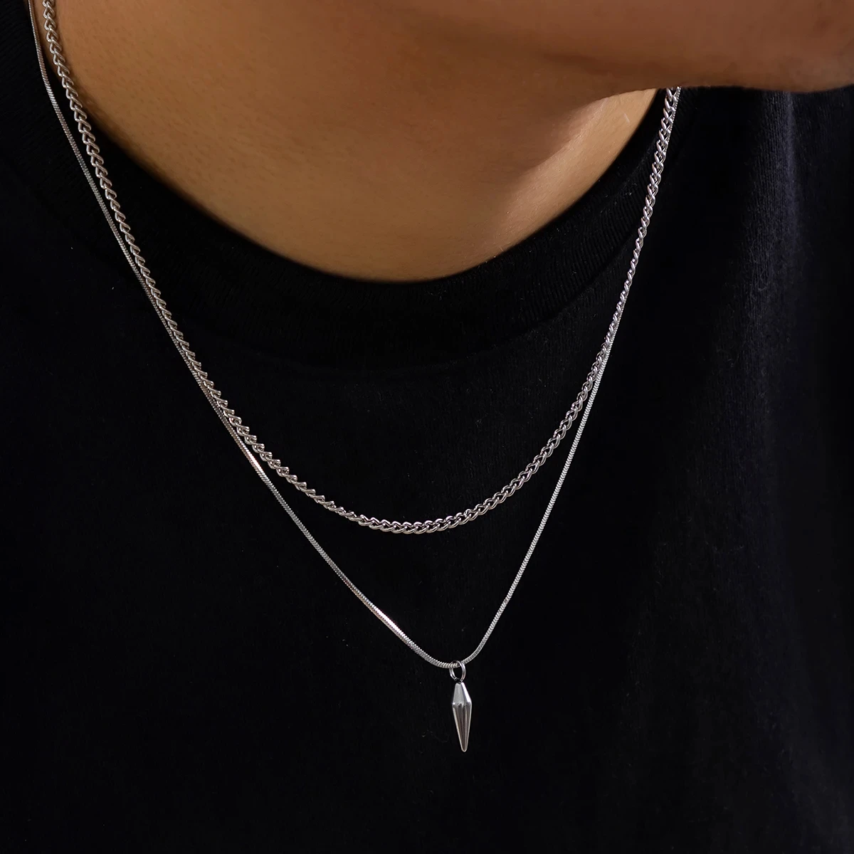 Colliers 2 pièces/ensemble pendentif en acier inoxydable 2