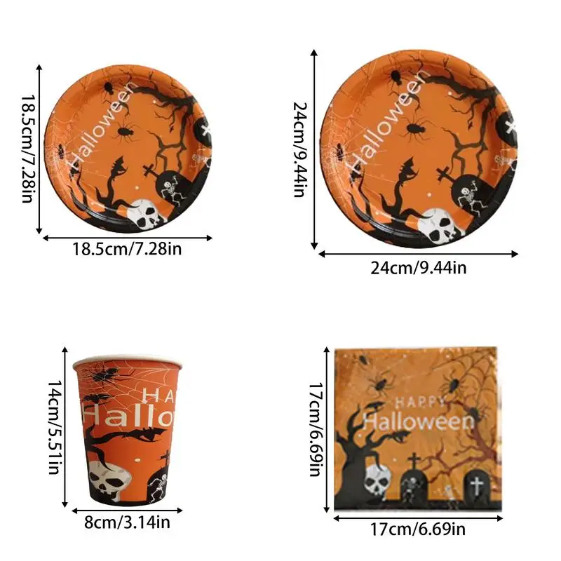 Halloween Tableware Halloween Theme Party Supplies Happy Tableware Set Paper Plates Cups And Napkins For
