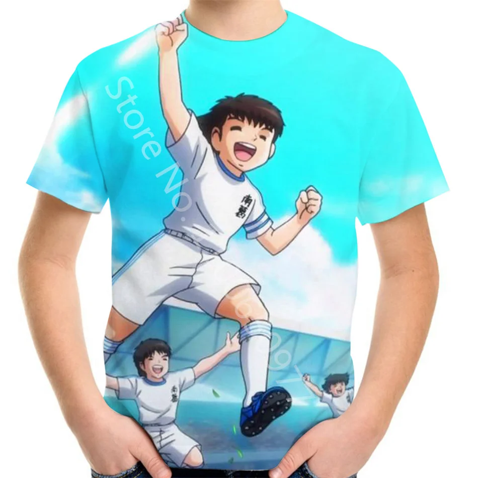 Summer 4-20Y Teen Children Cartoon T-Shirt Football Soccer Anime Captain Tsubasa 3D Print T Shirt For Boy Girl Kids Fashion Tops