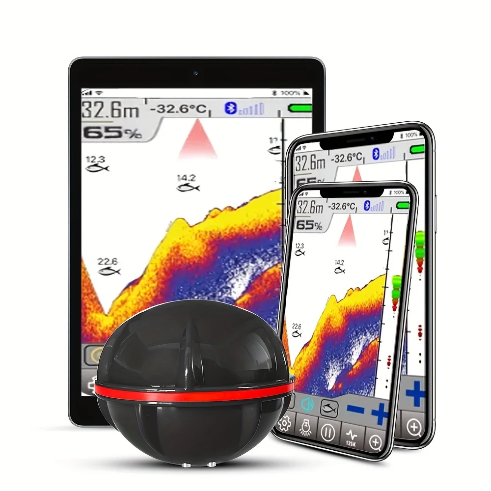 Wireless Sonar Fish Finder Compatible With Smartphones 40m Depth Detection Range Portable 2.95inch Fishing Assistant