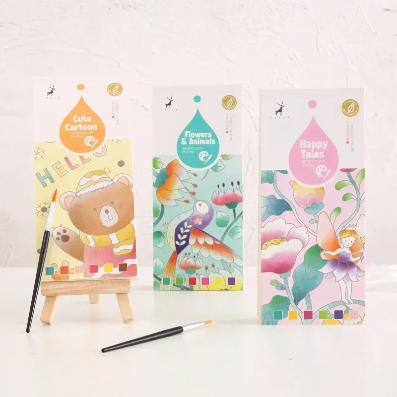 20 Sheets Portable Children Watercolor Painting Book Paint with Water Kids Gouache Graffiti Picture Coloring Drawing Toys Gifts 6