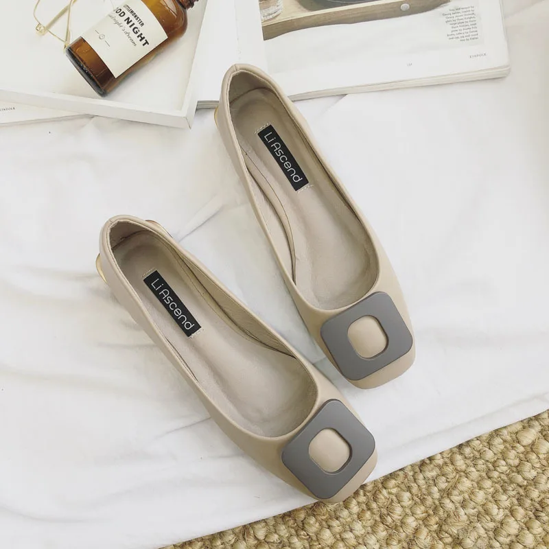 

2022 New Style Korean Ladies Casual Shoes Thick Heel Single Shoes Square Toe Mid-heel Grandma Shoes Fashion Women's Shoes
