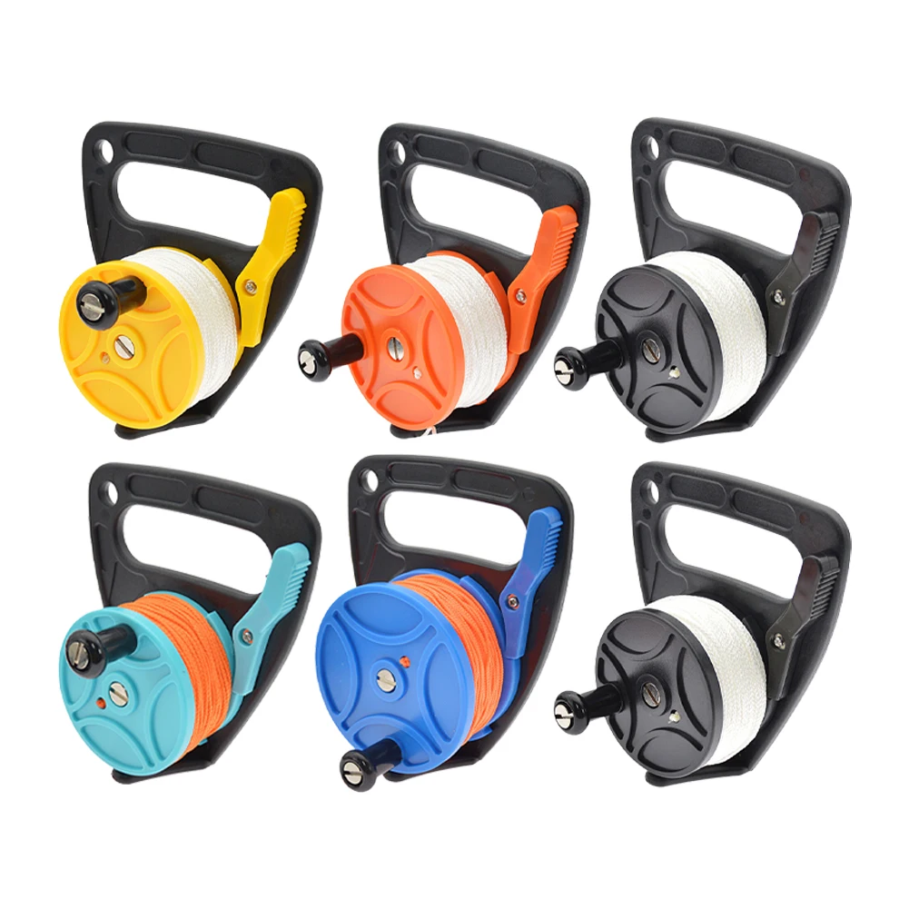46m/83m Scuba Diving Reel Spool Finger Line Retractable Reels With Handle Stopper For Snorkeling Underwater Water Sports Gear