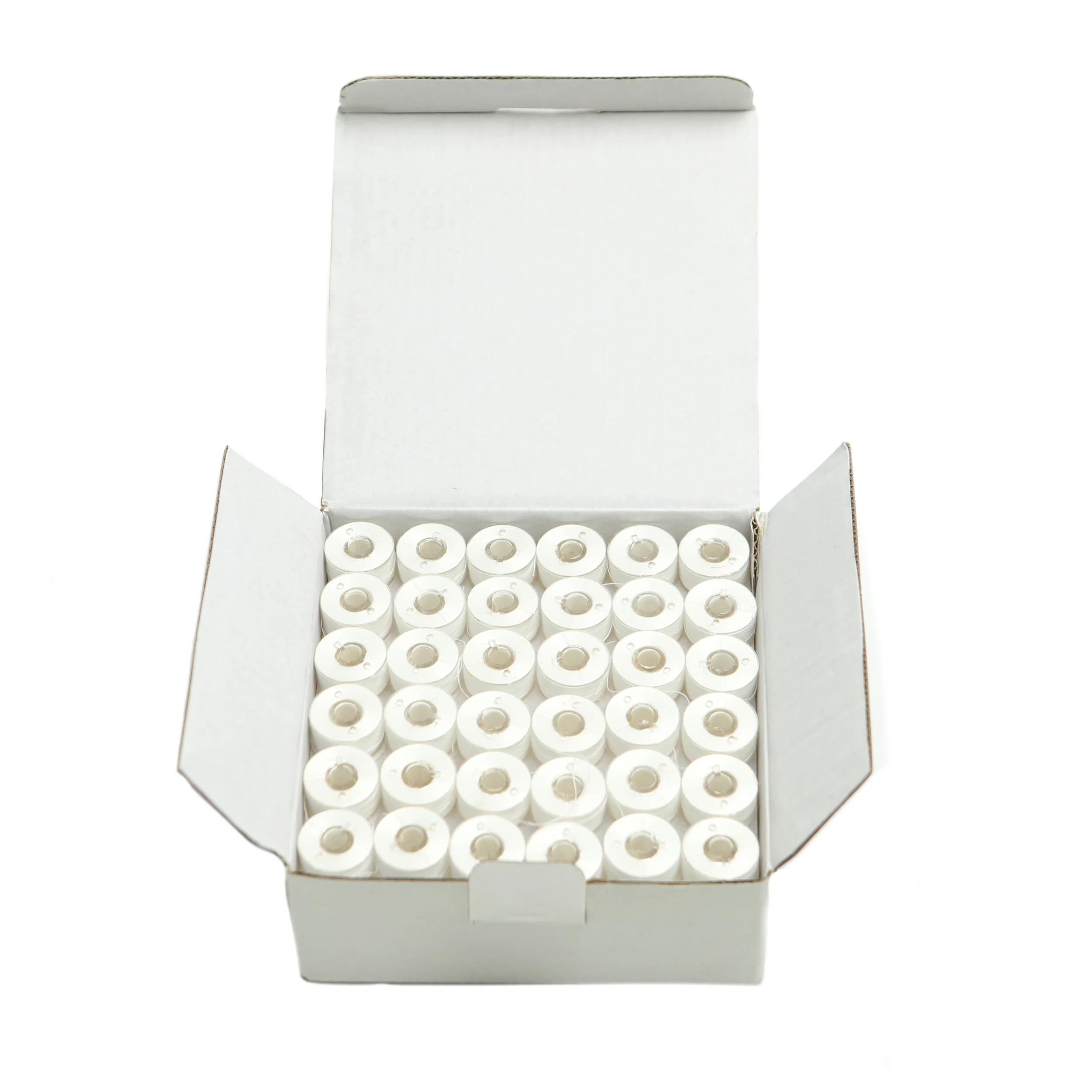Hot Sale 144pcs/box bobbin thread Size L White/ Black 75D/2 Sideless 100%  polyester prewound bobbins - AliExpress