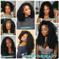 Demi-perruque bouclée birmane 3 en 1, cheveux humains sans colle, demi-perruque avec cordon de serrage, demi-perruque birmane sans colle, densité 250 6