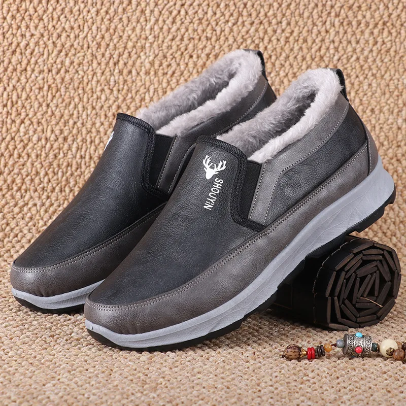 Winter New Waterproof and Snow Proof Men's Snow Boots Old Beijing Cotton Shoes Plush and Thickened Warm Cotton Shoes39-44