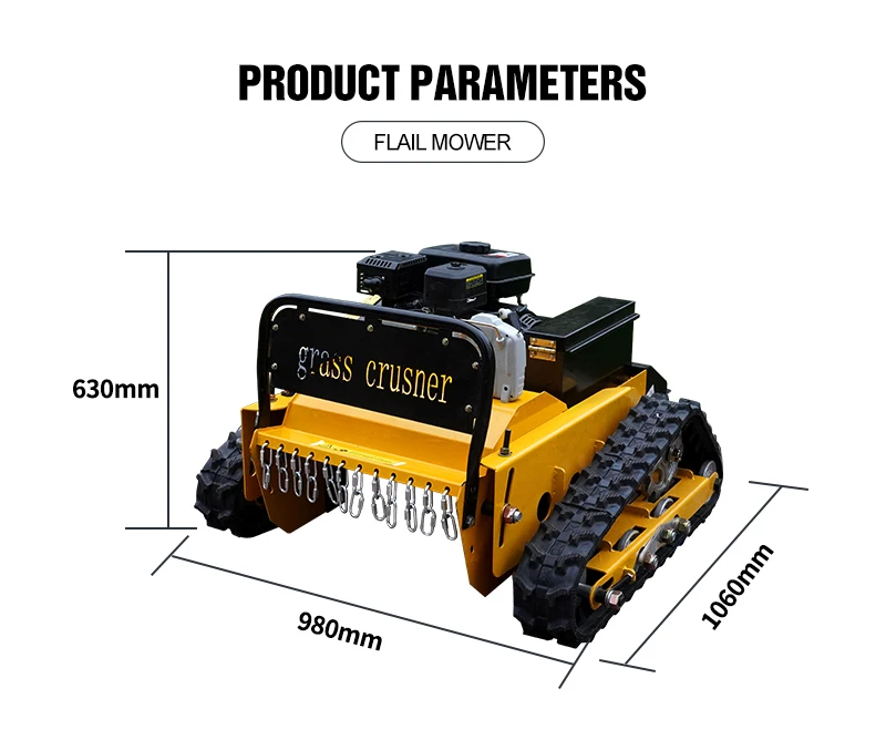 Description Picture 3 of itemCustomized Gasoline Remote Control Lawn Mower Good Quality Flail Grass Cutting Machine Anti-slip