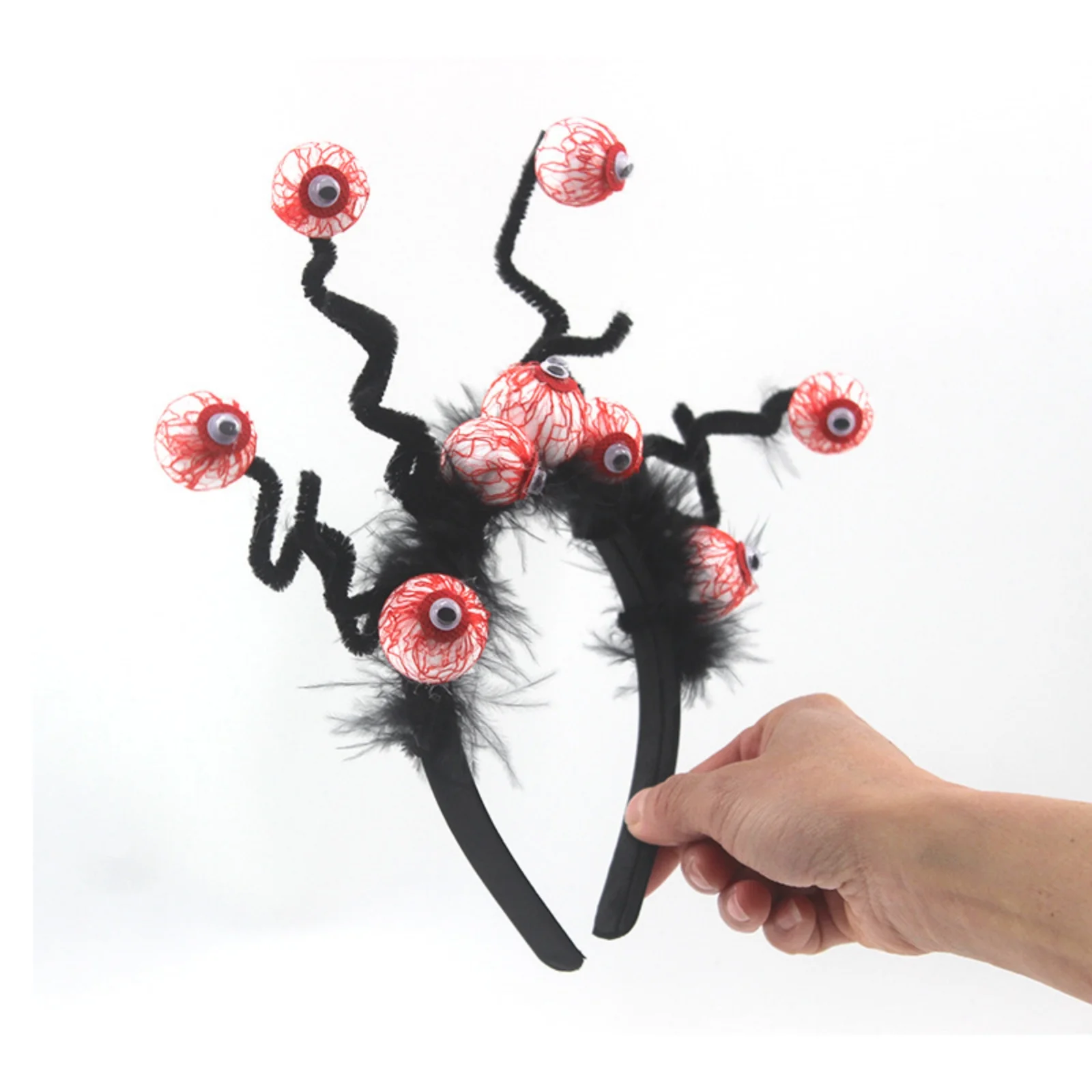 1PC Halloween Horror Eyeball Headband, 23cm Spooky Hair Accessory With Furry Decor, Perfect For Cosplay